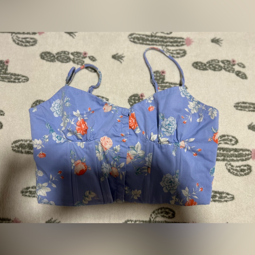 Zara Light Blue Floral Top
